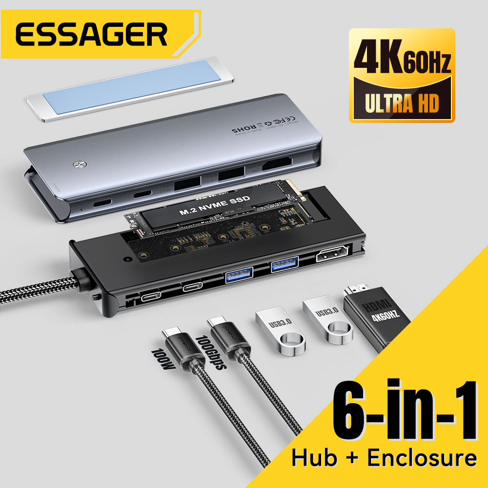 Usb Hub Type C - Essager USB C 허브(M.2 SSD 하드