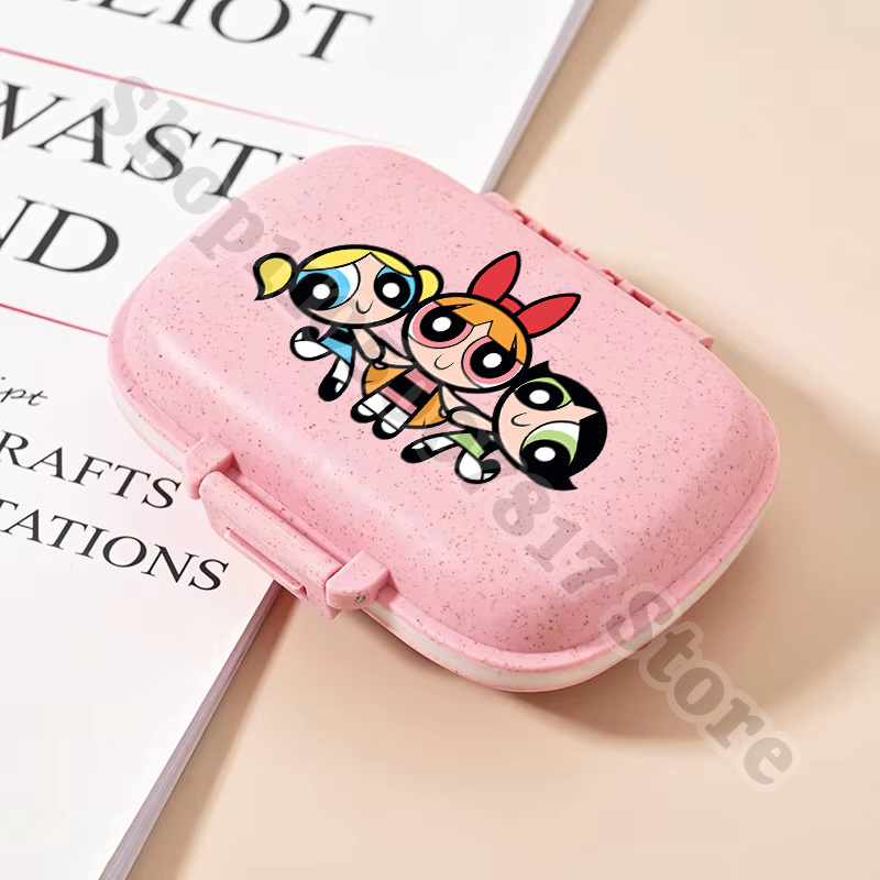 귀여운 파워퍼프걸 알약 보관함, 칸막이가 있는 휴대용  - Tablet Cute Accessories 리뷰 및 가격